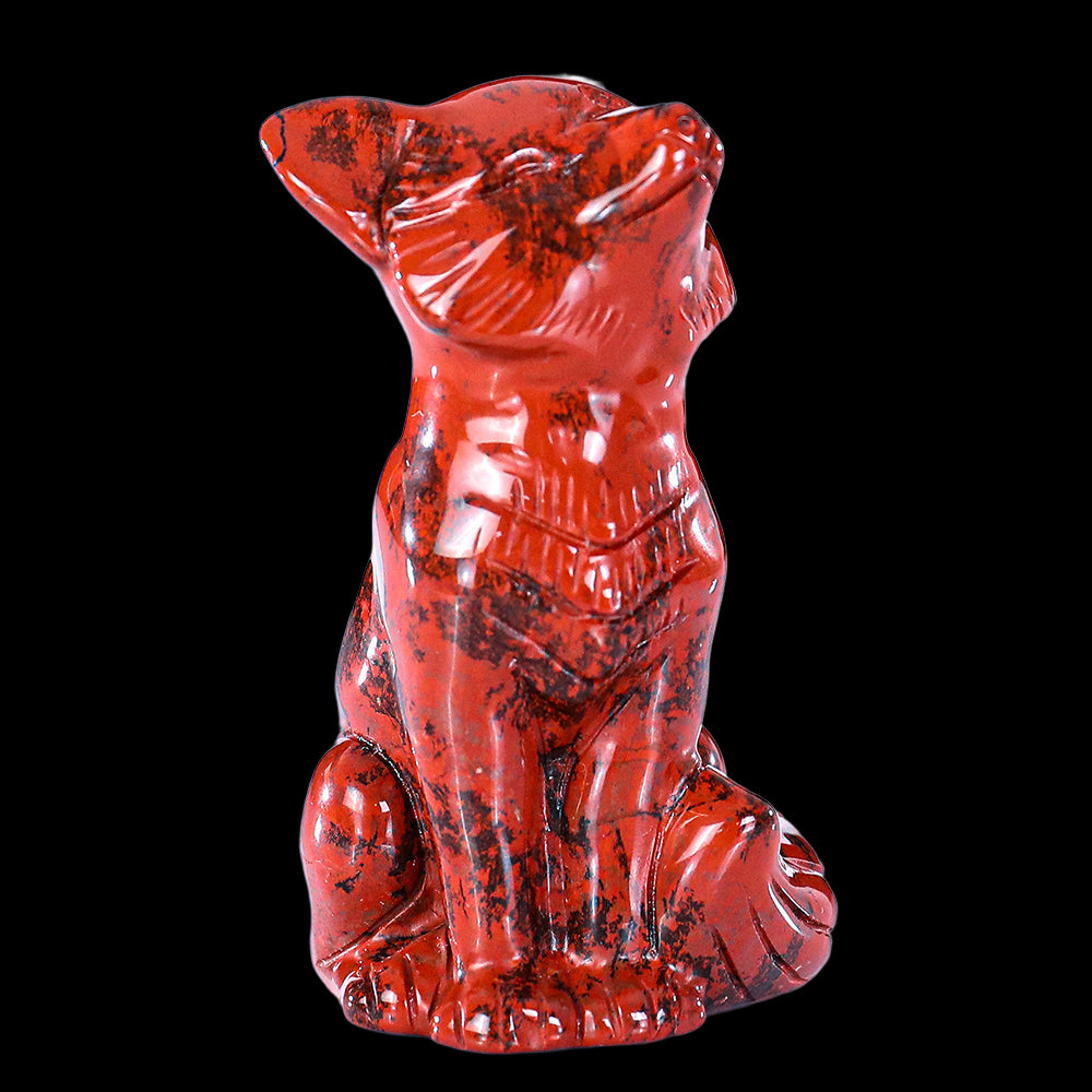 1.4" Red Jasper Fox Carving