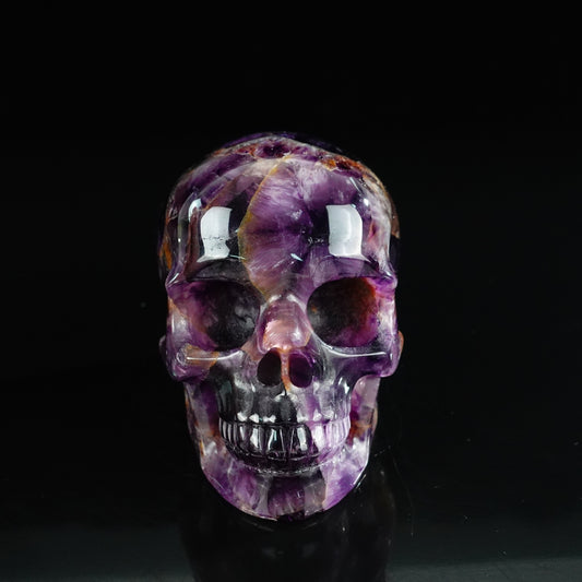 Kindred Vein 4.5" Dream Amethyst Hand Carved Crystal Realistic Skull Sculpture (SKU: SKH45AM01) - Photo 1