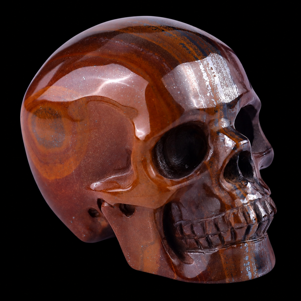 2.2" Tiger Iron Hand Carved Realistic Skull