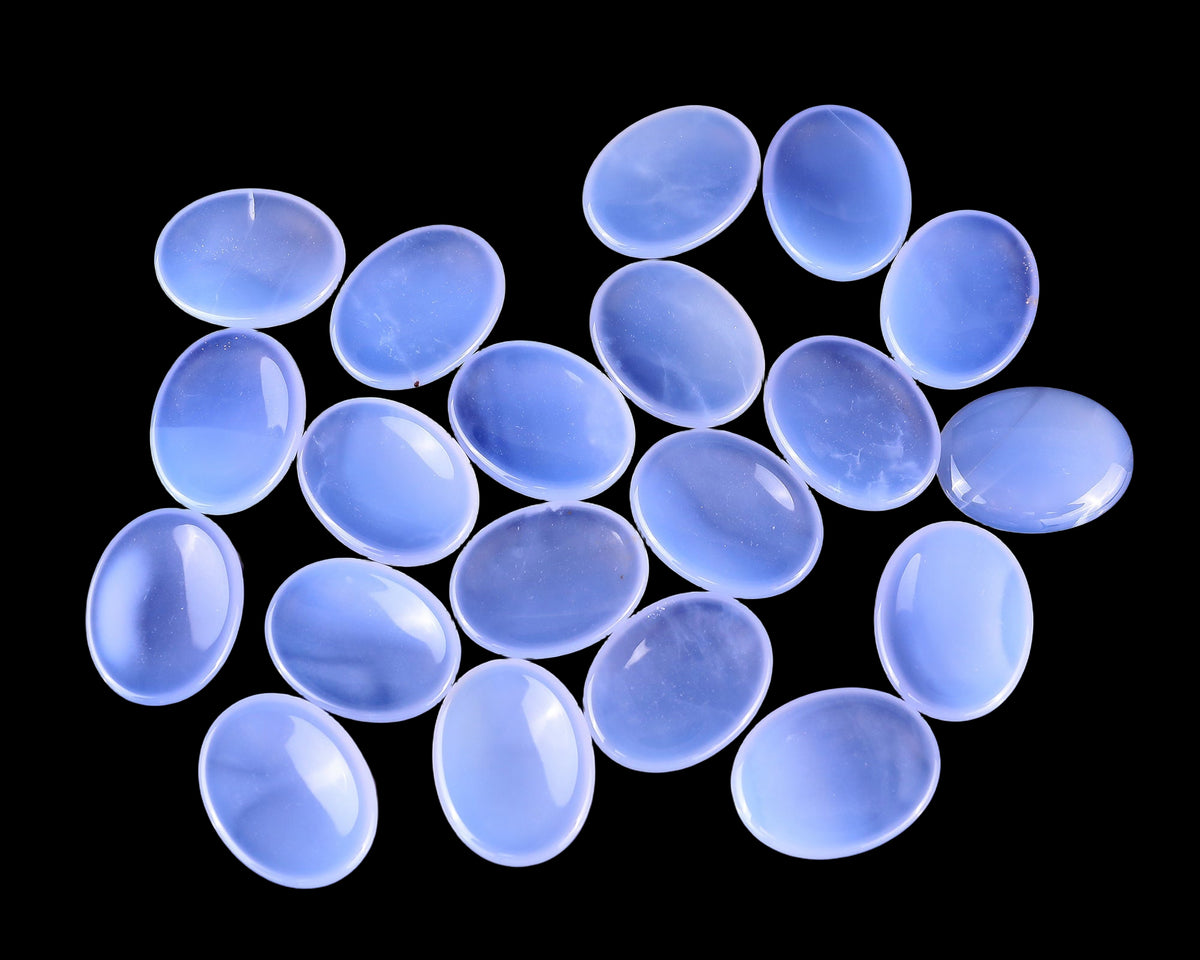 1.6" Blue Chalcedony Hand Carved Crystal Worry Stone