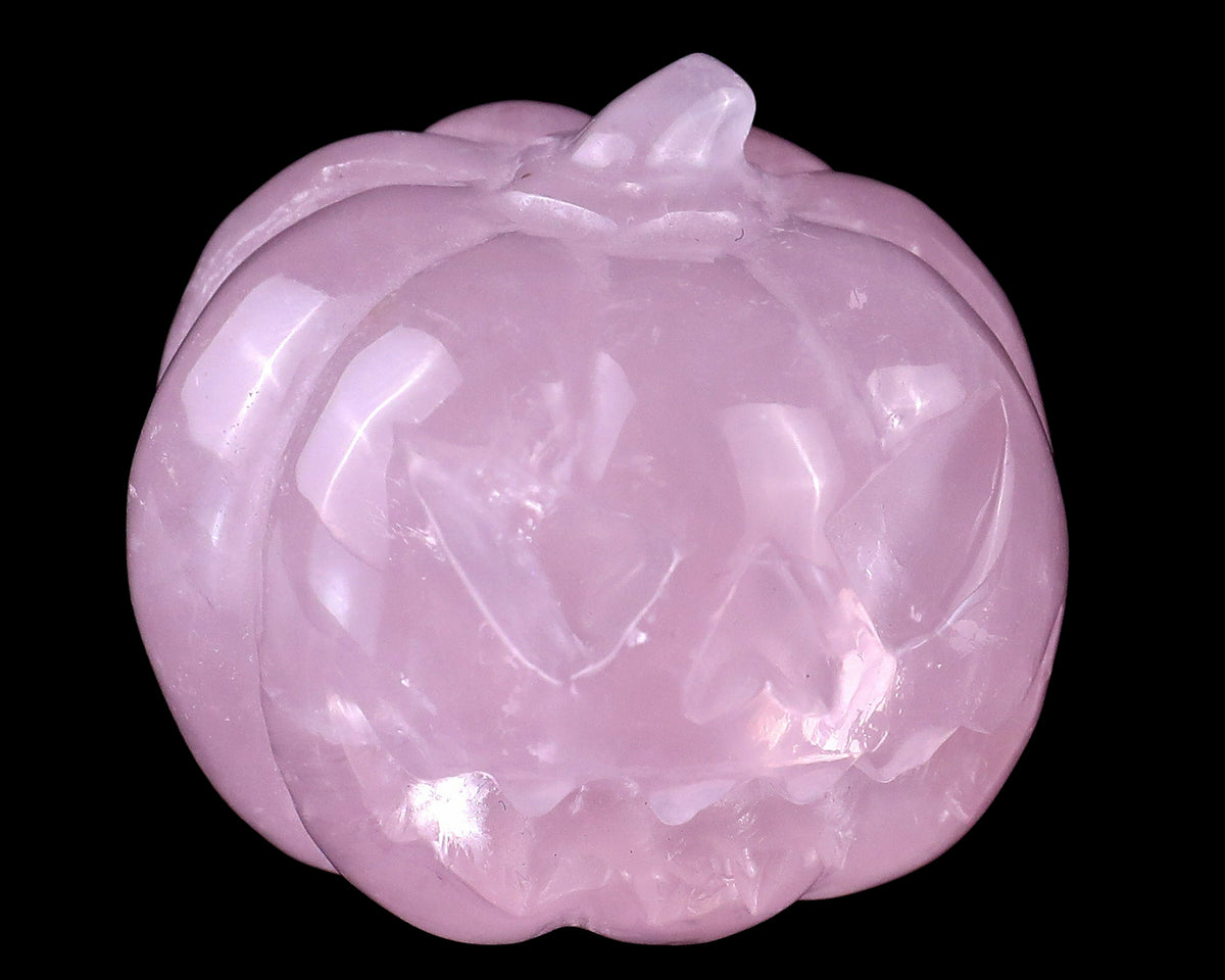 1.6" Rose Quartz Hand Carved Crystal Pumpkin