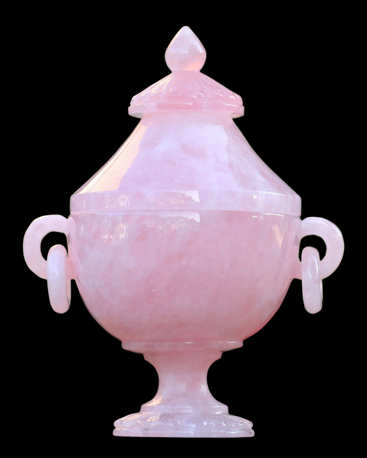 11.0" Rose Quartz Hand Carved Decorative Storage,Candy Bowl