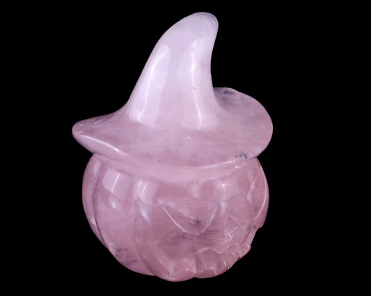 Kindred Vein 2.3” Rose Quartz Hand Carved Wizard Pumpkin Sculpture (SKU: 3100084) - Photo 1