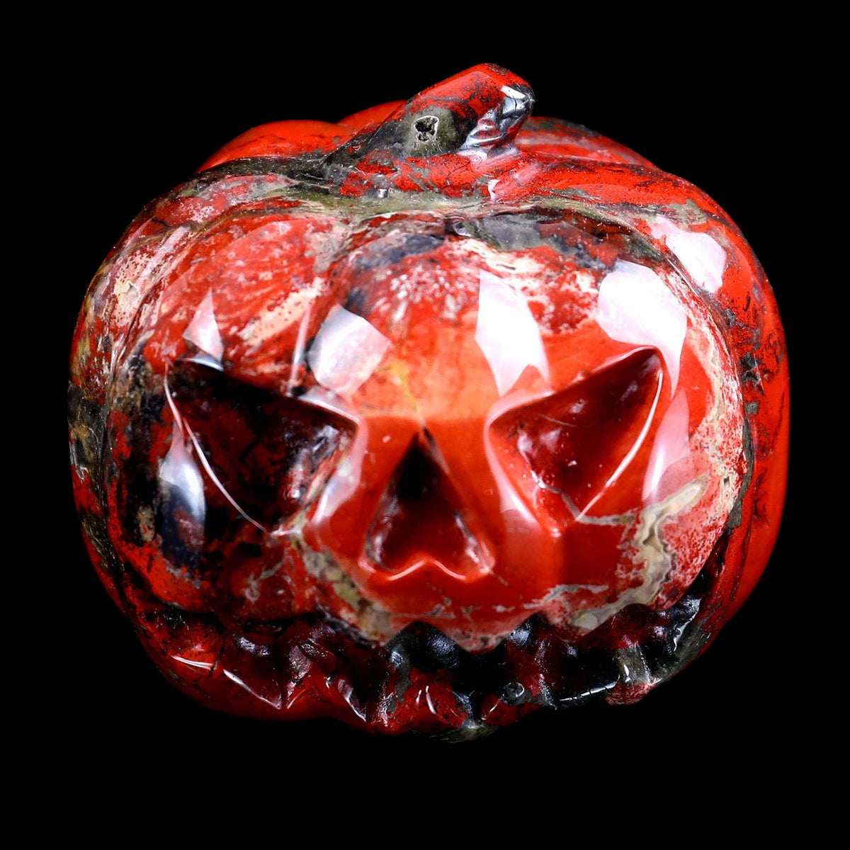 2.6" Red Jasper Hand Carved Crystal Pumpkin