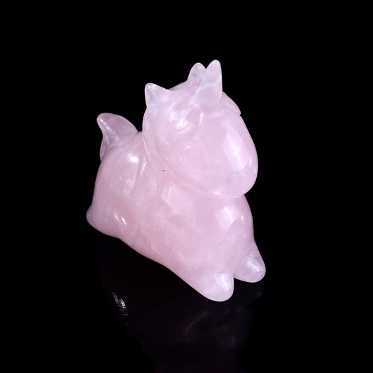 Kindred Vein 2.7" Rose Quartz Hand Carved Crystal Unicorn Sculpture (SKU: 2100292) - Photo 1
