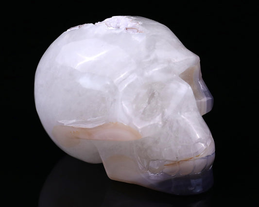 Kindred Vein 2.8" Geode Agate Hand Carved Crystal Geode Skull Sculpture (SKU: 5100100) - Photo 1