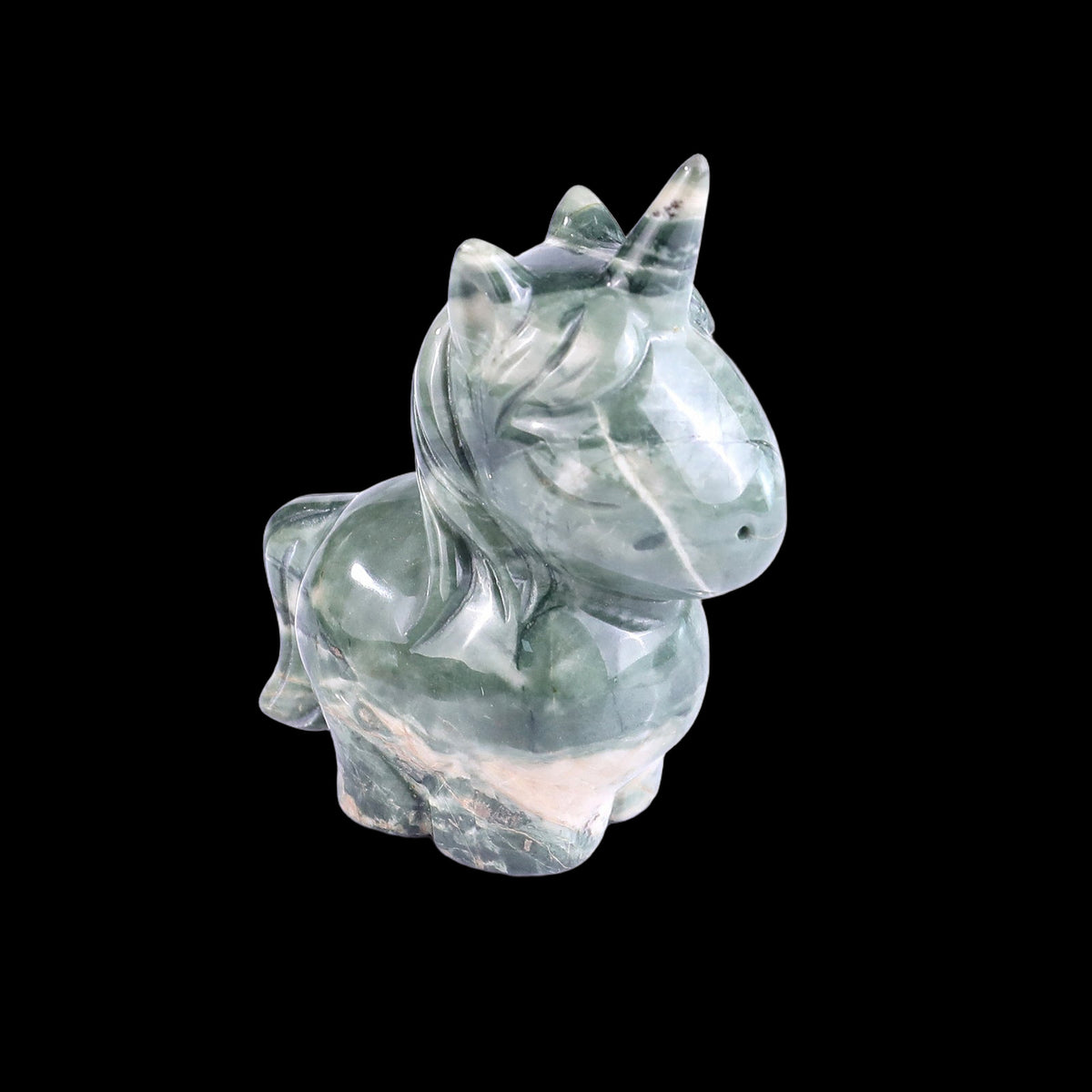 2.8" Chalcedony Hand Carved Crystal Unicorn