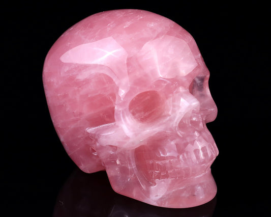Kindred Vein 3.0" Rose Quartz Hand Carved Realistic Skull Sculpture (SKU: 5100097) - Photo 1