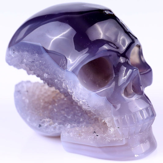 Kindred Vein 3.5" Geode Agate Hand Carved Crystal Geode Skull Sculpture (SKU: 2100022) - Photo 2