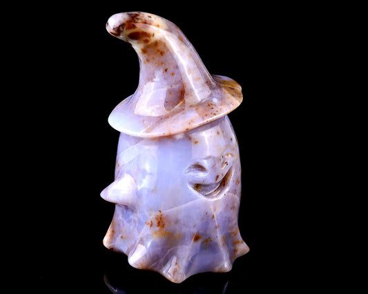 Kindred Vein 3.6” Chalcedony Hand Carved Crystal Wizard Ghost Sculpture (SKU: 3100086) - Photo 1