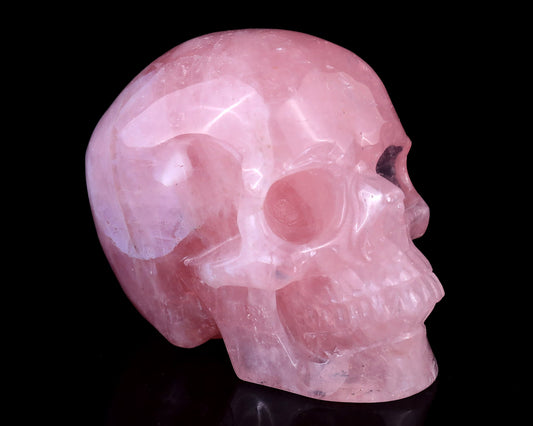 Kindred Vein 4.4" Rose Quartz Hand Carved Realistic Skull Sculpture (SKU: 5100057) - Photo 1