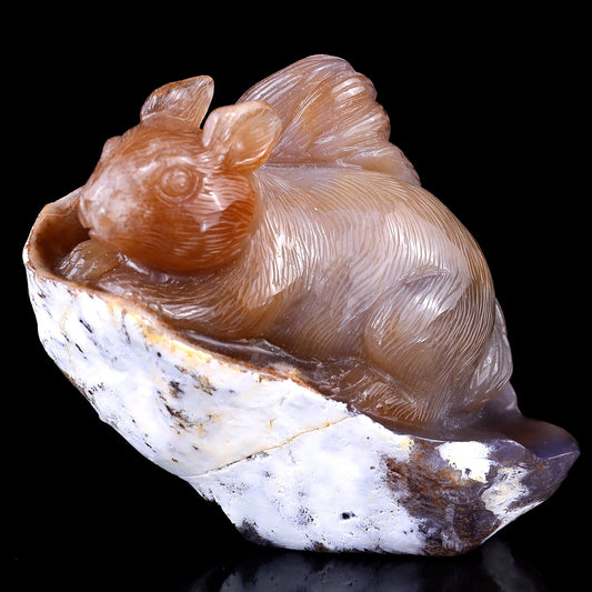 Kindred Vein 4.5" Chalcedony Hand Carved Crystal Squirrel Sculpture (SKU: 2100175) - Photo 1