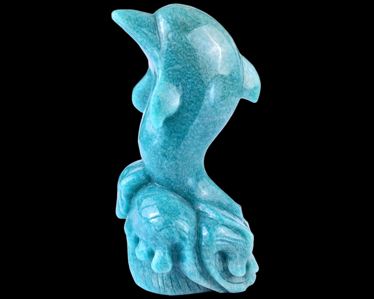 6.5" Amazonite Blue Chalcedony Hand Carved Dolphin