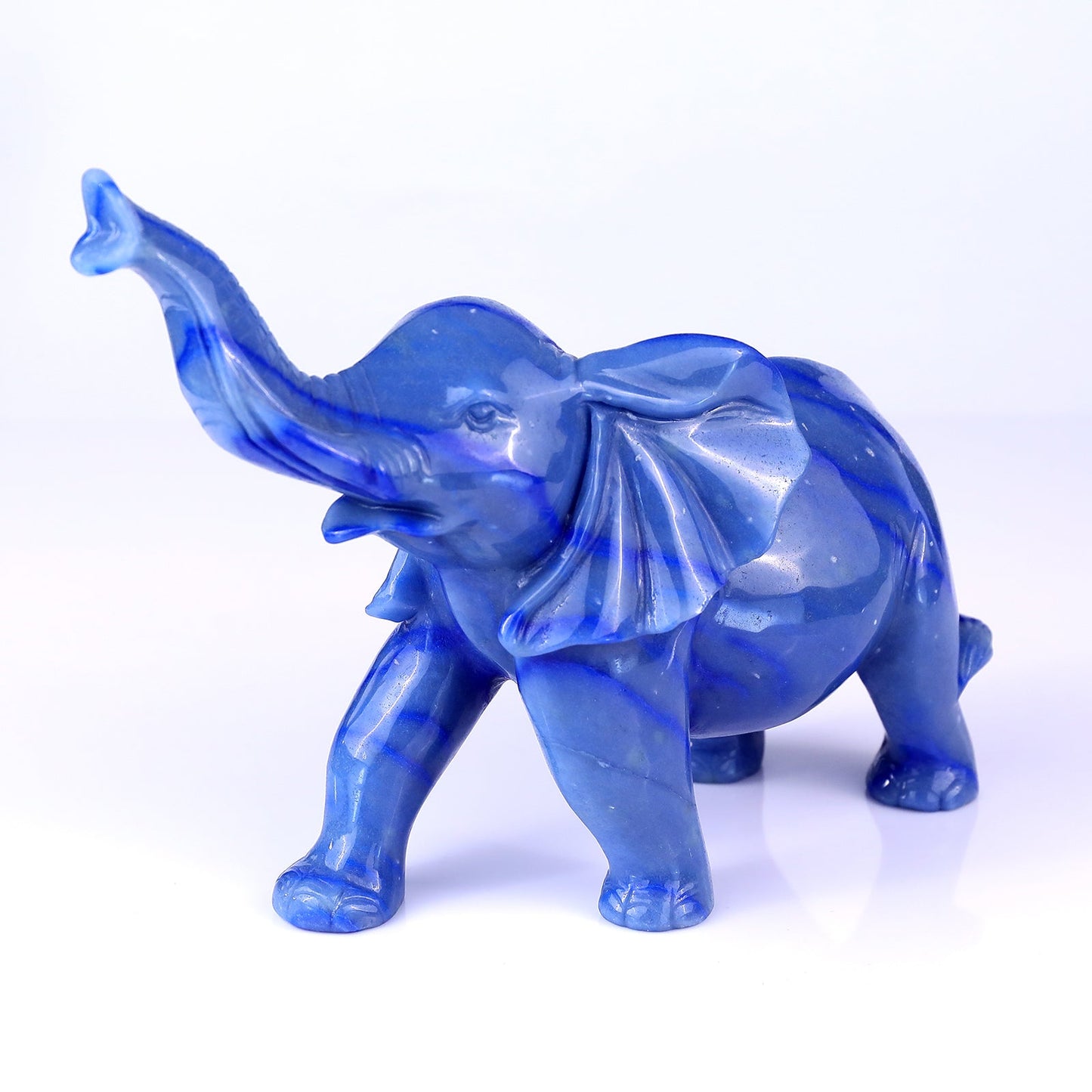 Kindred Vein 9.1" Blue Aventurine Hand Carved Crystal Elephant Sculpture (SKU: 2100159) - Photo 7