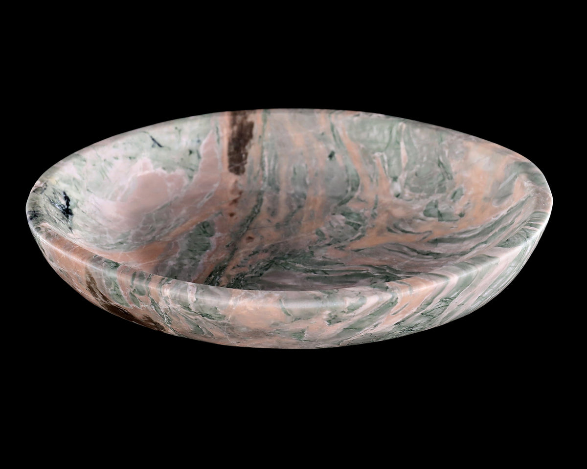 9.8" Nine Dragon Jade Hand Carved Crystal Food Tray, Fruit Tray
