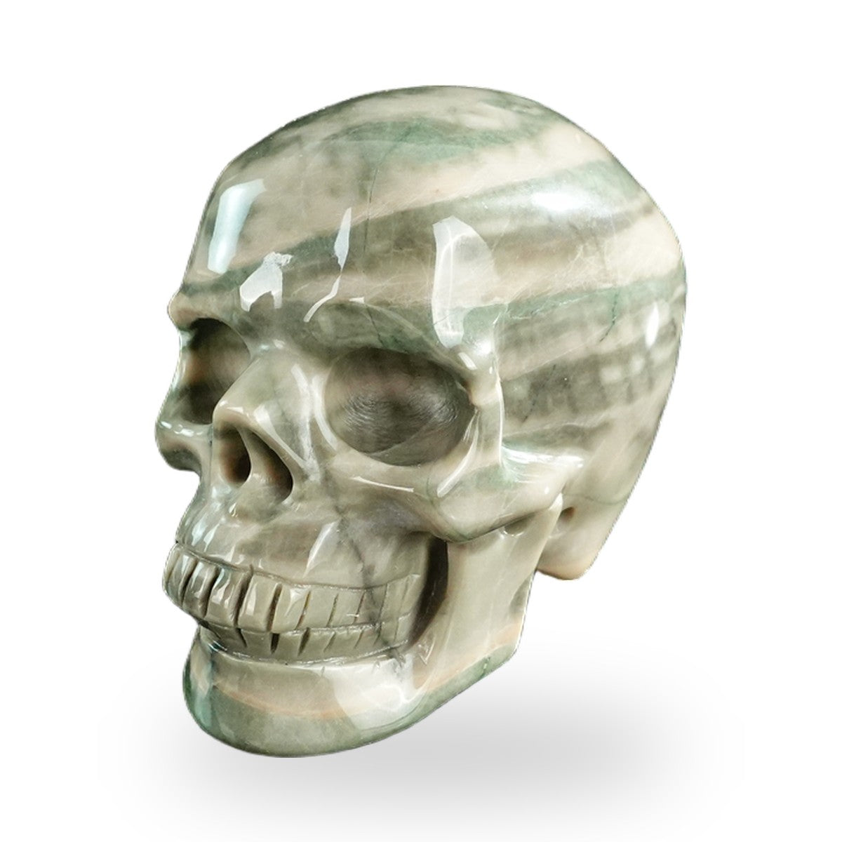 Kindred Vein 3" Nine Dragon Jade Hand Carved Crystal Realistic Skull Sculpture (SKU: SKH30HA20) - Photo 151