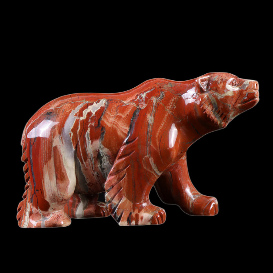 6.0" Red Jasper Polar Bear Carving