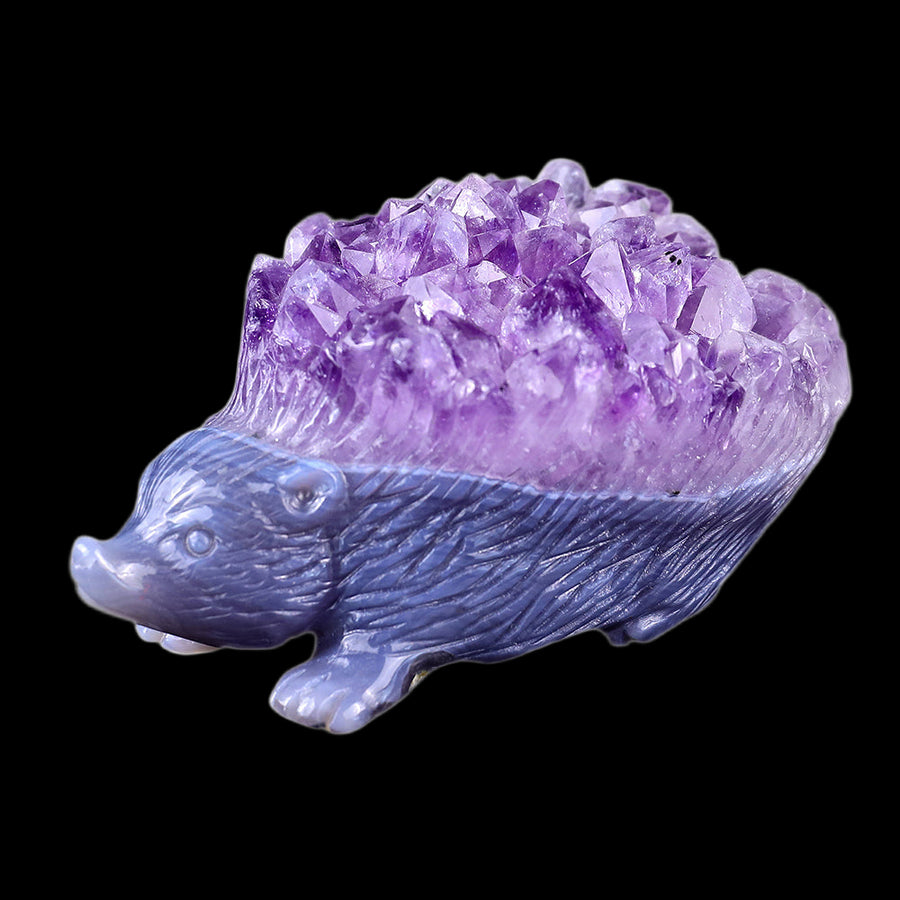 3.4" Amethyst Cluster Hedgehog Carving