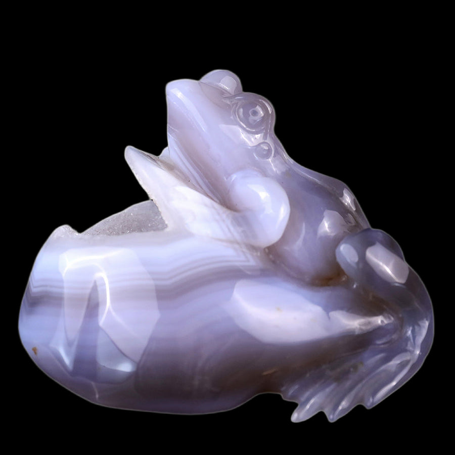 4.1" Geode Agate Frog Carving