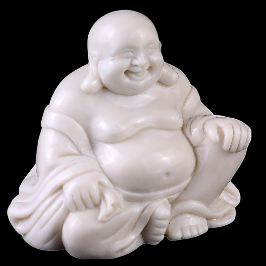 3.0" Ivory Jade Laughing Buddha Carving
