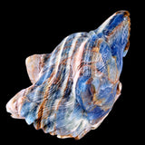 9.8" Blue Angelite Wolf Head Carving