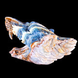 9.8" Blue Angelite Wolf Head Carving