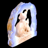5.8" Blue Chalcedony Mother and Baby Fox Carving