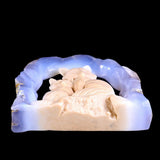 5.8" Blue Chalcedony Mother and Baby Fox Carving