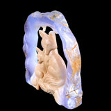 5.8" Blue Chalcedony Mother and Baby Fox Carving