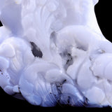 11.0" Blue Chalcedony Geode Dolphins Carving