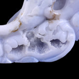 11.0" Blue Chalcedony Geode Dolphins Carving