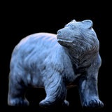 8.7" Textured Black Obsidian Polar Bear Carving