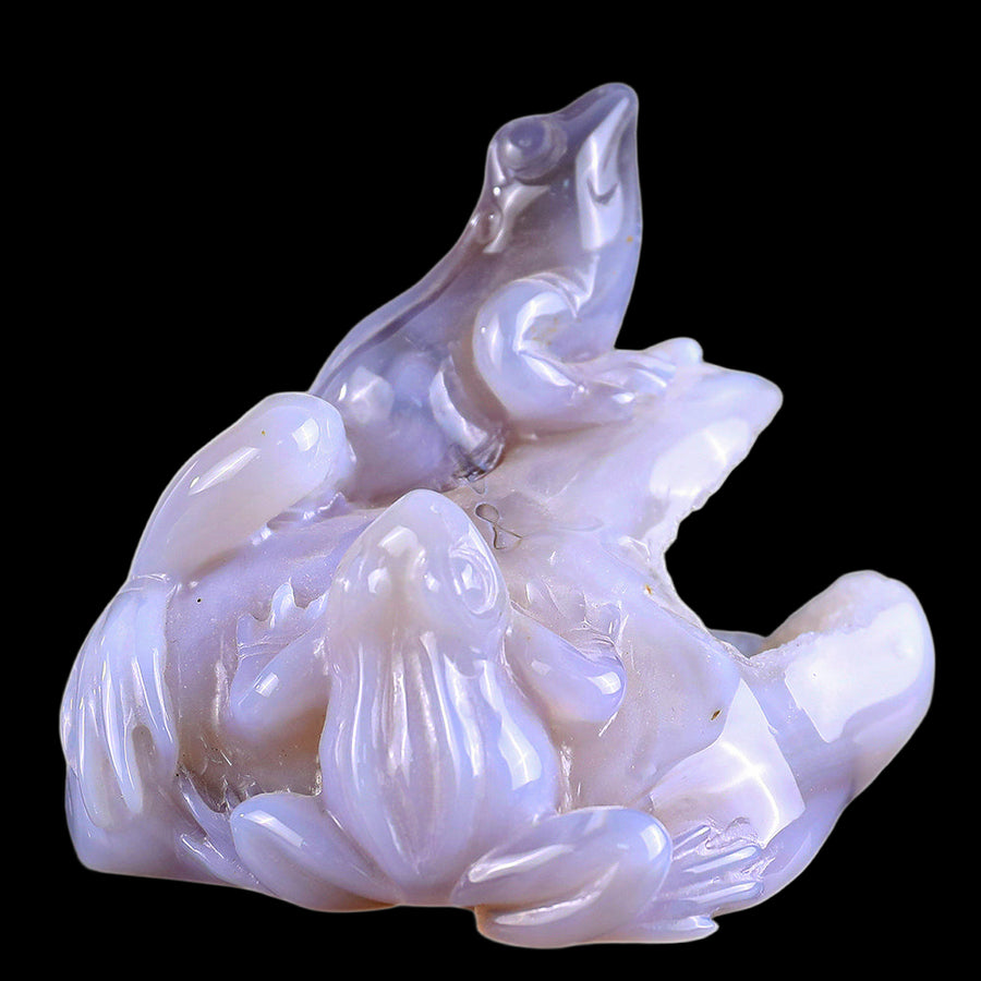 3.7" Geode Agate Frog Carving
