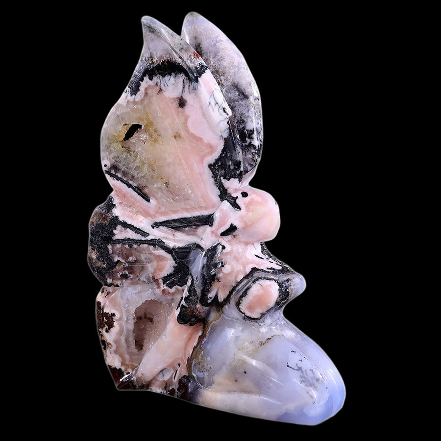 5.2" Blue Chalcedony Flower Fairy Carving