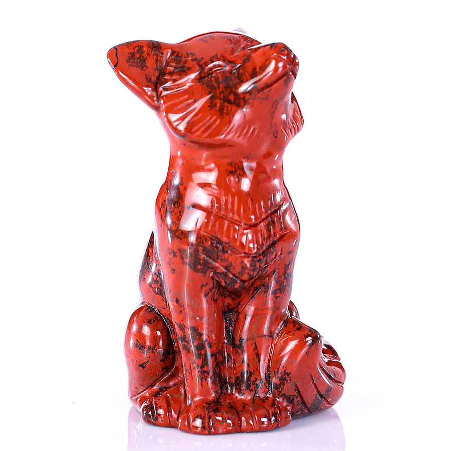 1.4" Red Jasper Fox Carving