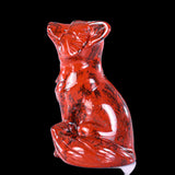 1.4" Red Jasper Fox Carving