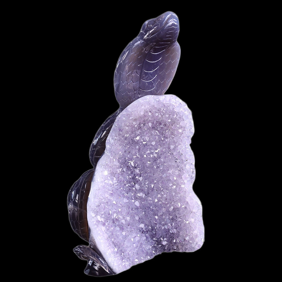 4.1" Amethyst Cluster Snake Carving