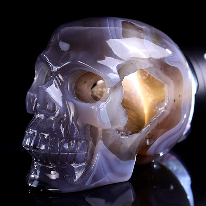 Kindred Vein 3.9" Geode Agate Human Skull Carving Sculpture (SKU: 3100329) - Photo 2