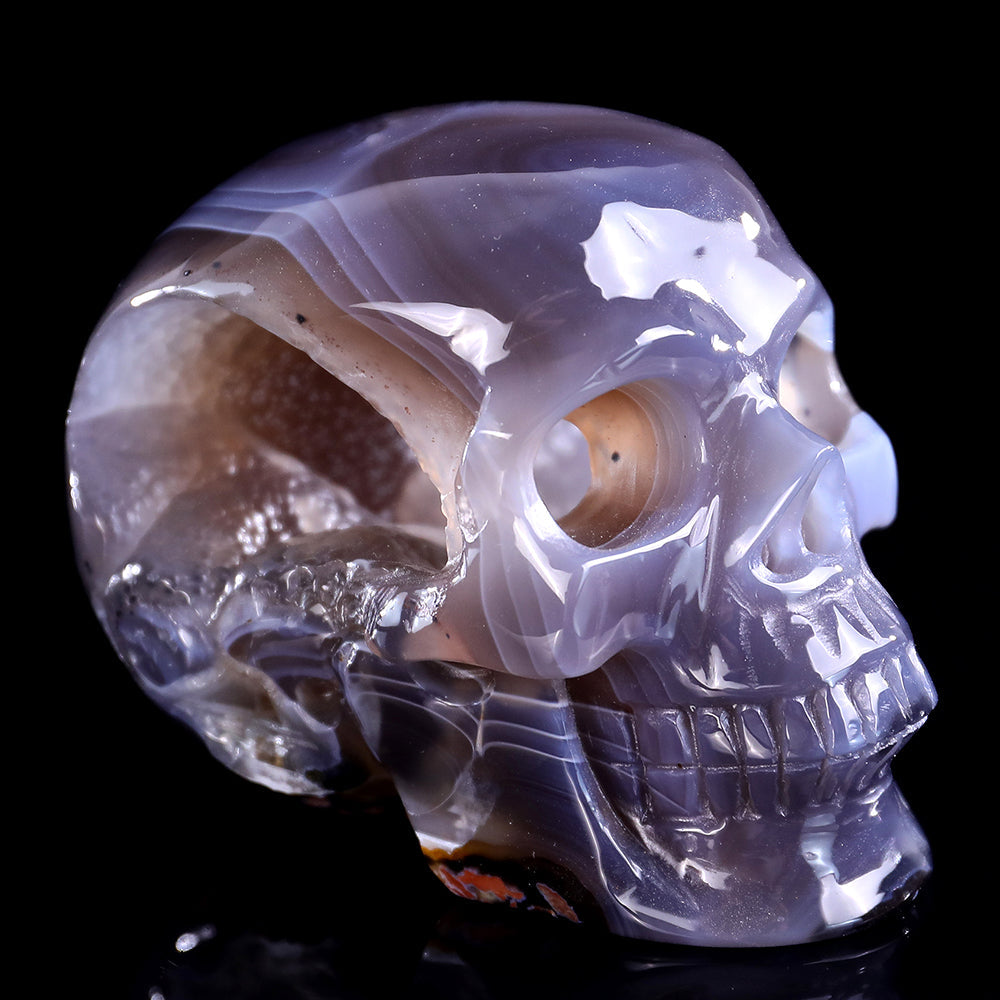 Kindred Vein 3.9" Geode Agate Human Skull Carving Sculpture (SKU: 3100329) - Photo 4