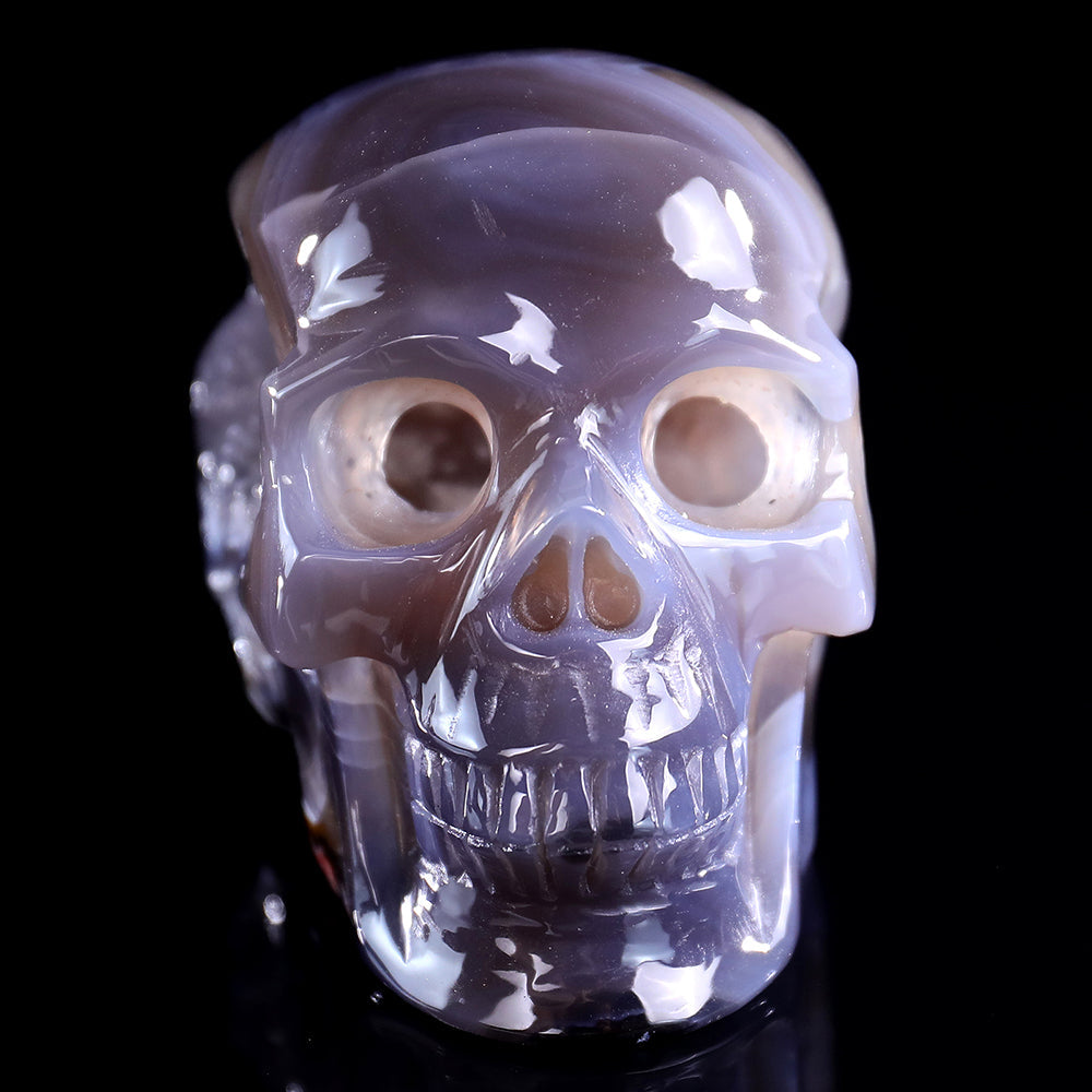 Kindred Vein 3.9" Geode Agate Human Skull Carving Sculpture (SKU: 3100329) - Photo 6