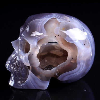 Kindred Vein 3.9" Geode Agate Human Skull Carving Sculpture (SKU: 3100329) - Photo 8