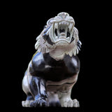 11.8" Nine Dragon Jade Tiger Carving