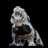 11.8" Nine Dragon Jade Tiger Carving