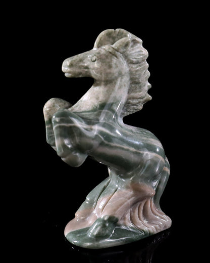 Kindred Vein 3.0" Nine Dragon Jade Hand Carved Crystal Horse Sculpture (SKU: 4100167) - Photo 1