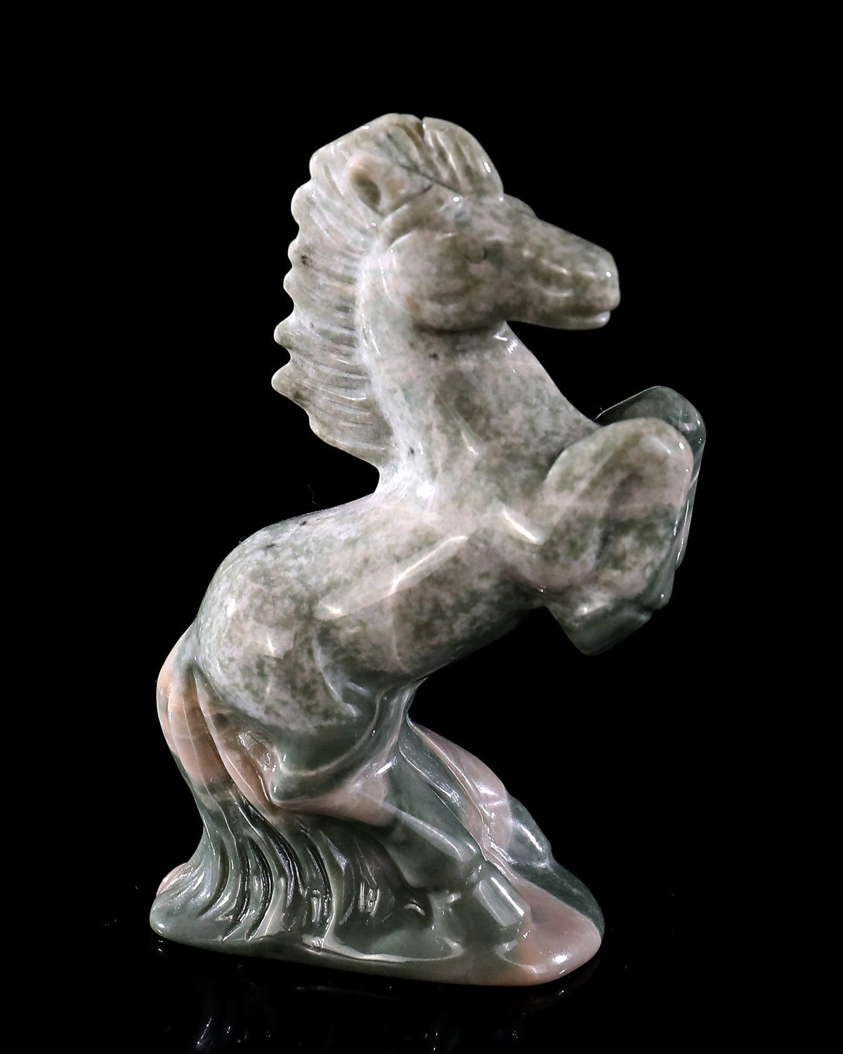 Kindred Vein 3.0" Nine Dragon Jade Hand Carved Crystal Horse Sculpture (SKU: 4100167) - Photo 7
