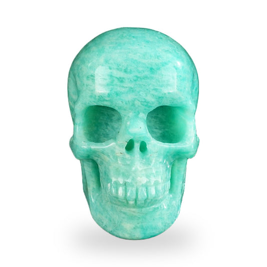 Kindred Vein 2.2" Amazonite Hand Carved Crystal Realistic Skull Sculpture (SKU: SKH20AA01) - Photo 1