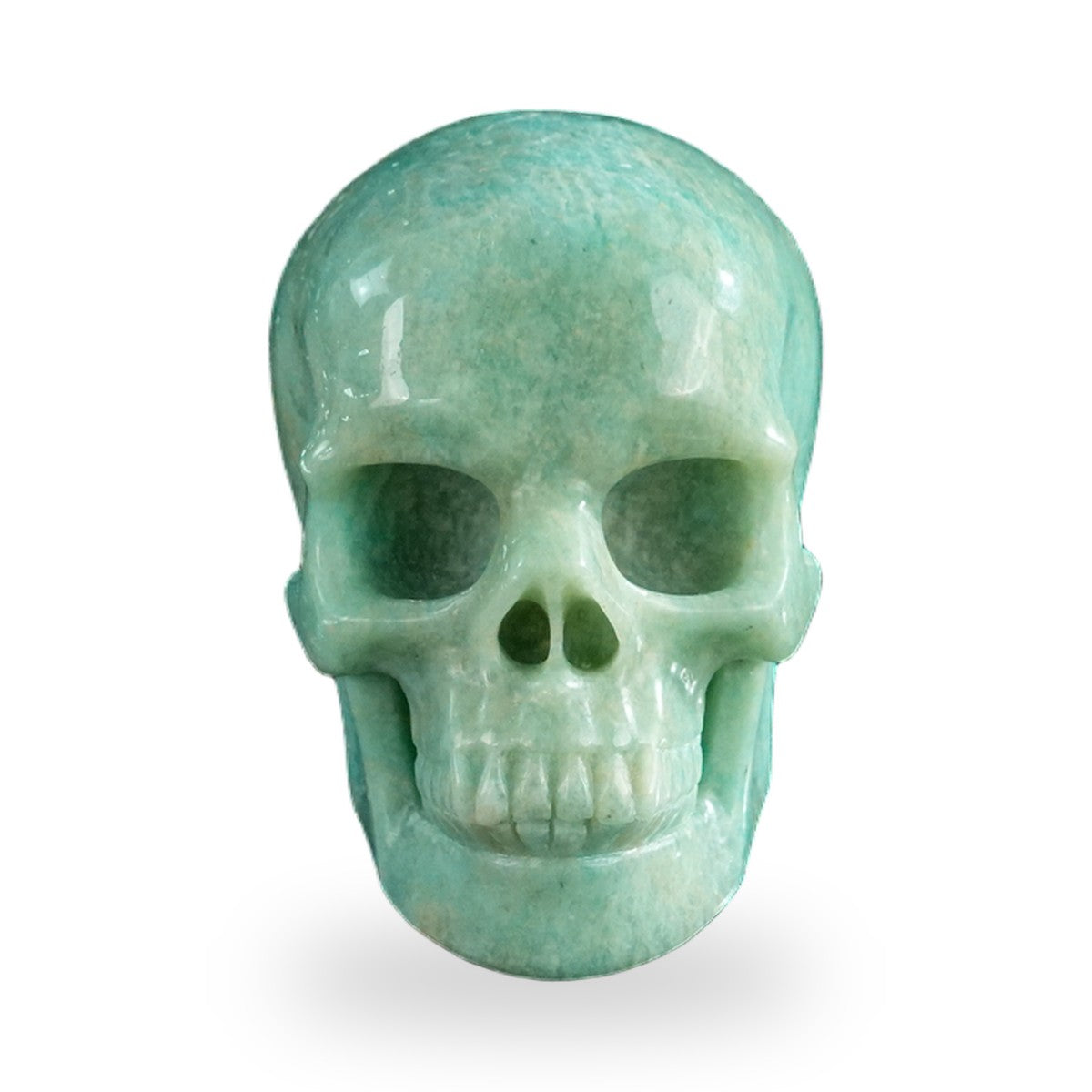 Kindred Vein 3" Amazonite Hand Carved Crystal Realistic Skull Sculpture (SKU: SKH30AA01) - Photo 1