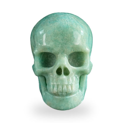 Kindred Vein 3" Amazonite Hand Carved Crystal Realistic Skull Sculpture (SKU: SKH30AA01) - Photo 1