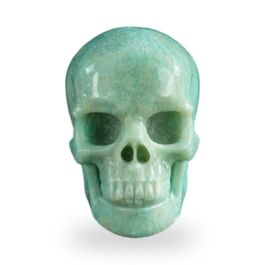Kindred Vein 3" Amazonite Hand Carved Crystal Realistic Skull Sculpture (SKU: SKH30AA01) - Photo 1