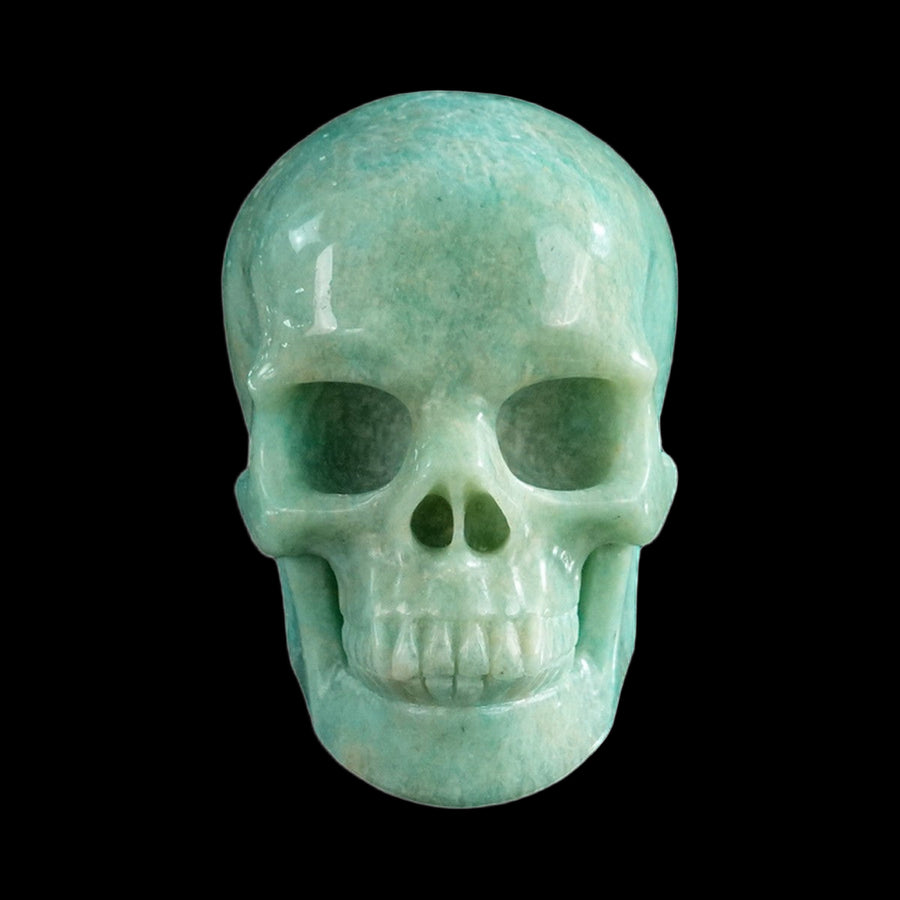 3" Amazonite Hand Carved Crystal Realistic Skull